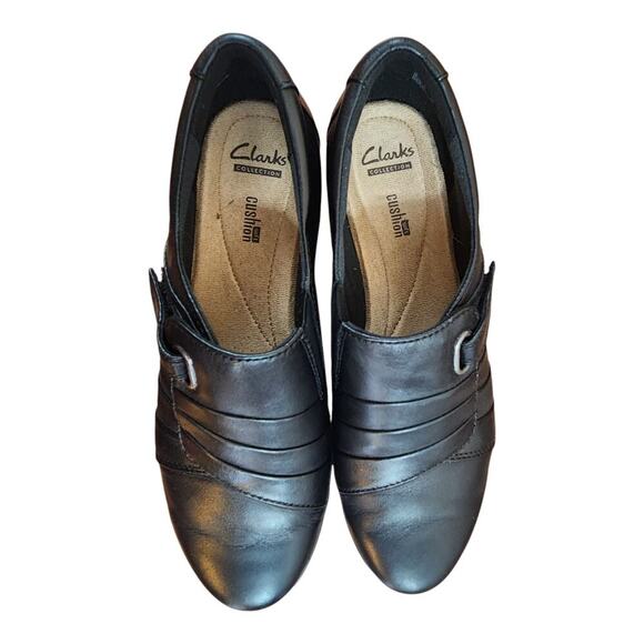 Clarks collection Everlay Luna womens sz 8 black leather comfort shoe strap - Picture 13 of 13
